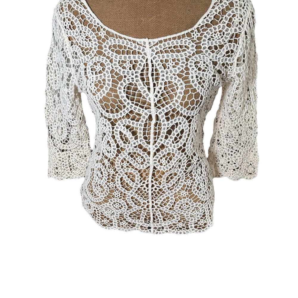 ADIVA Elegant White Crochet Lace Top Size M